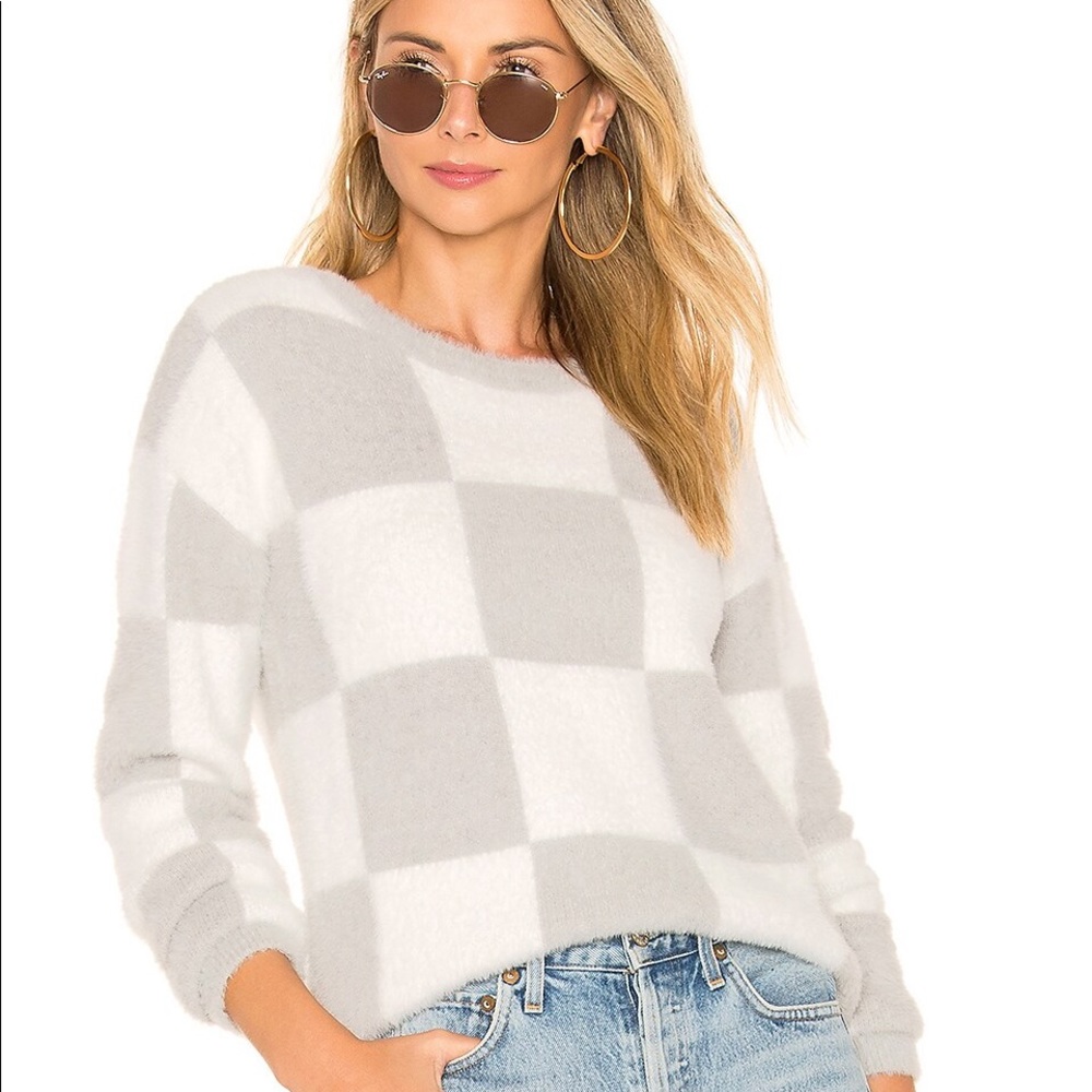 Lovers and Friends: Ace Sweater in Grey & Ivory Check